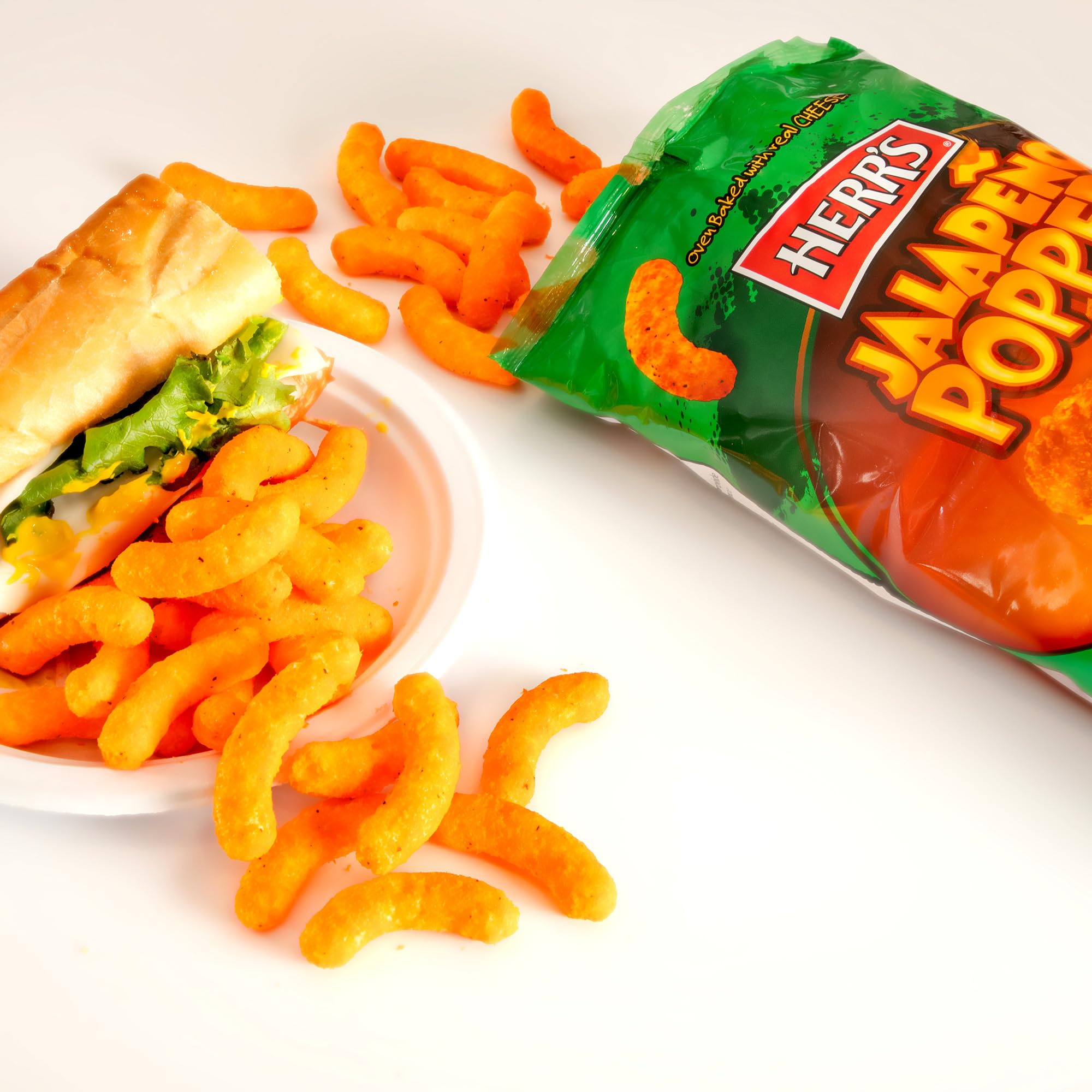 Herr's Jalapeño Poppers Flavored Cheese Curls - Made with Cheddar Cheese - 1 Ounce (Pack of 24) Great for Bold Flavor Fans - Image 7