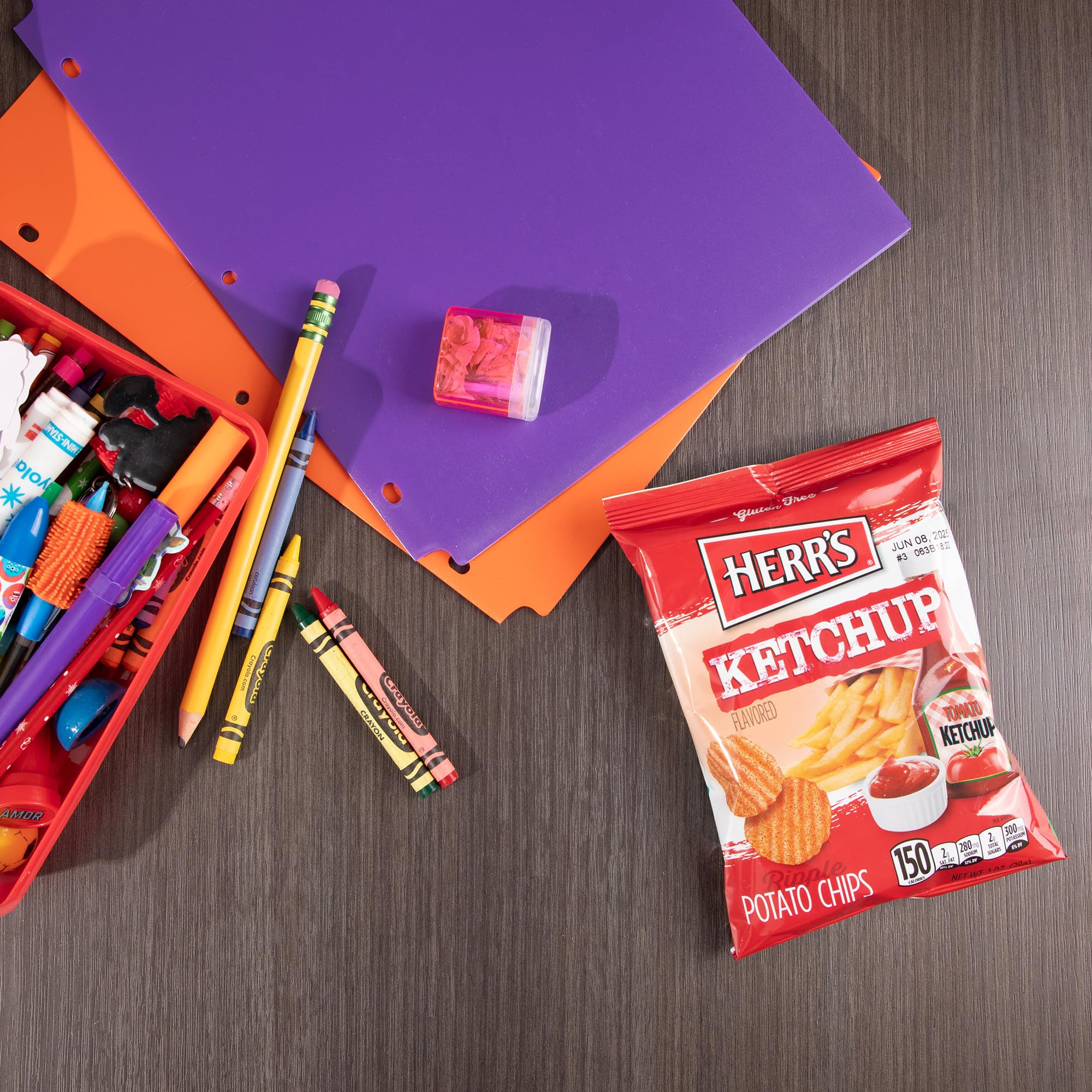 Herr's Ketchup Ripple Potato Chips (Pack of 42, 1 Ounce Bags) – Bold and Tangy Ketchup-Flavored Chips – Fun for Snacking and Sharing - Image 4