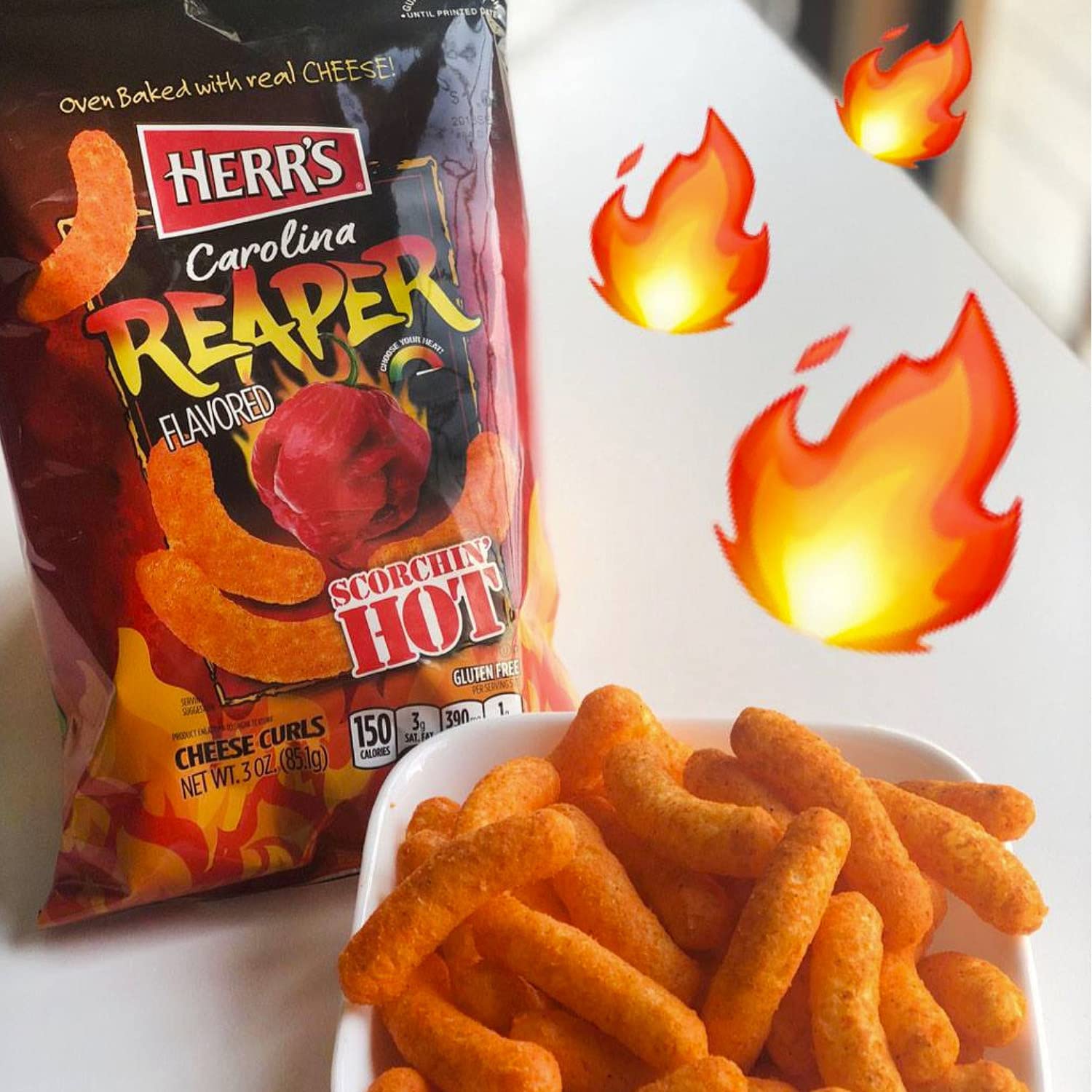 Herr's Snacks - Gluten-Free Spicy Snacks For Adults and Kids - Carolina Reaper Cheese Curls - 6 Ounce (Pack of 6) - Image 3