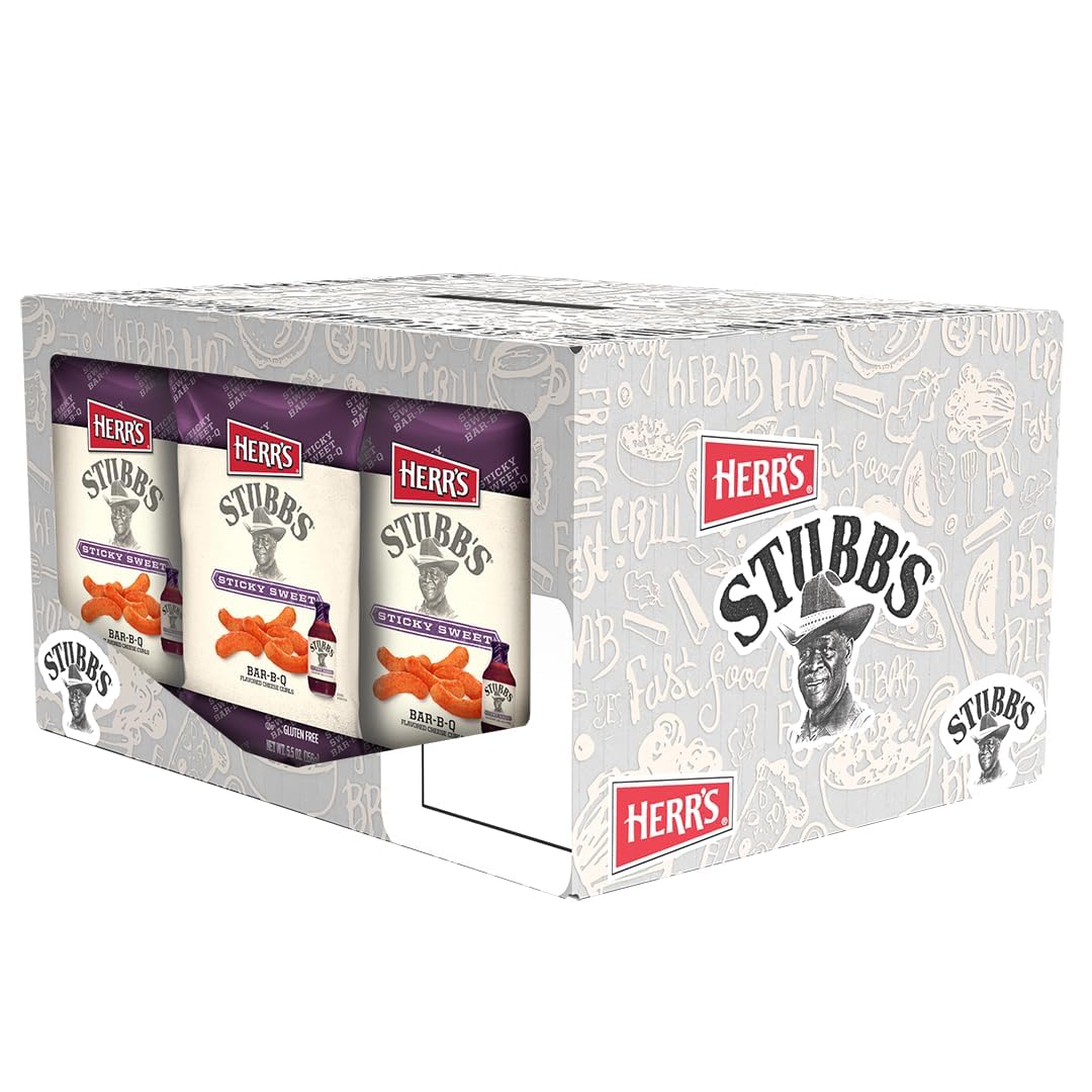 Herr's Stubb's Sticky Sweet BAR-B-Q Cheese Curls, 5.5 Ounce (Pack of 12 Bags) – Sweet and Smoky BBQ Cheese Curls Inspired by Stubb's – Perfect for Cookouts and Game Days - Image 3